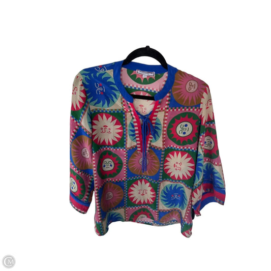 Blouse Designer By Johnny Was In Blue & Tan, Size: S