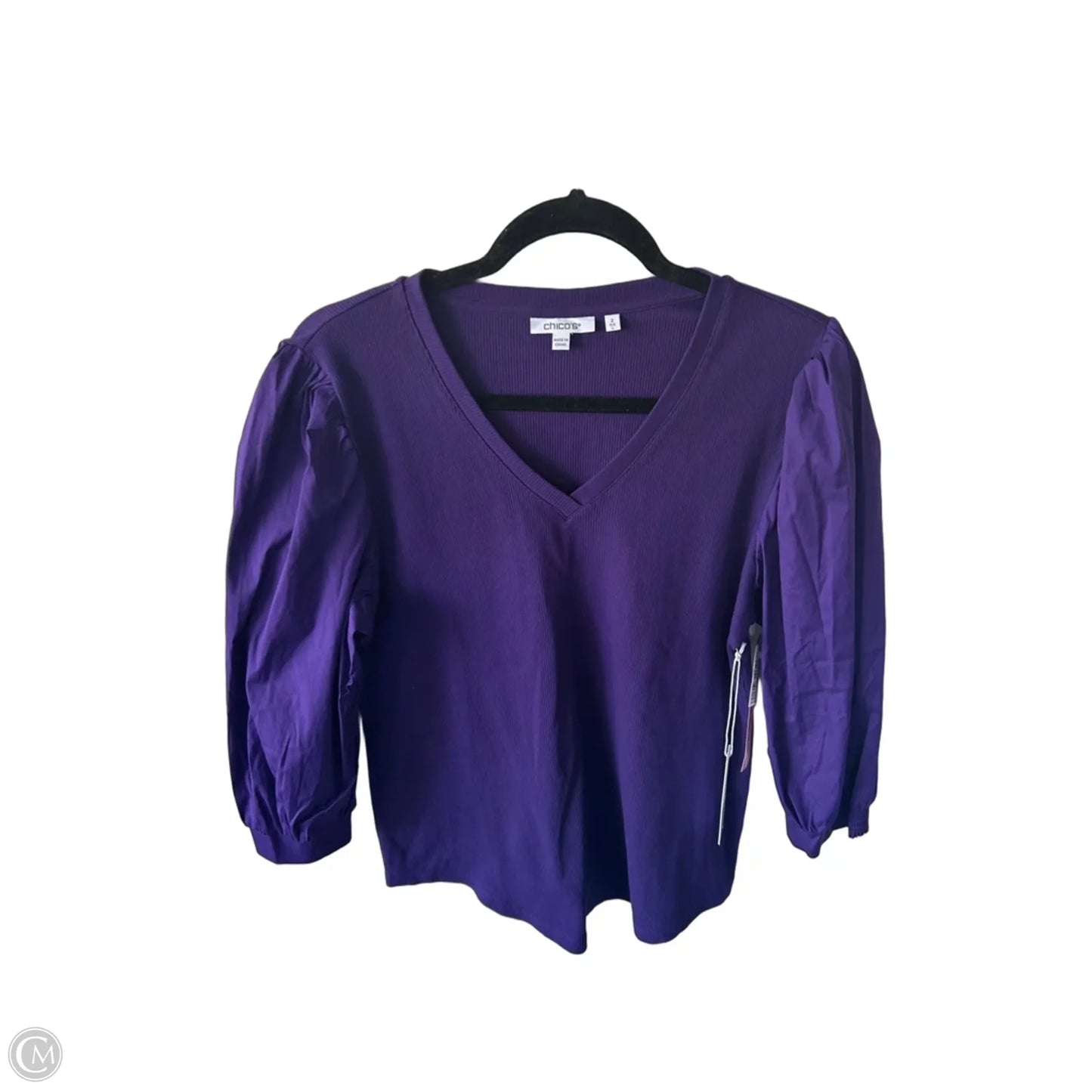 Top 3/4 Sleeve By Chicos In Purple, Size: L