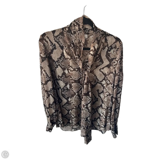 Blouse Long Sleeve By Cmc In Snakeskin Print, Size: Xl