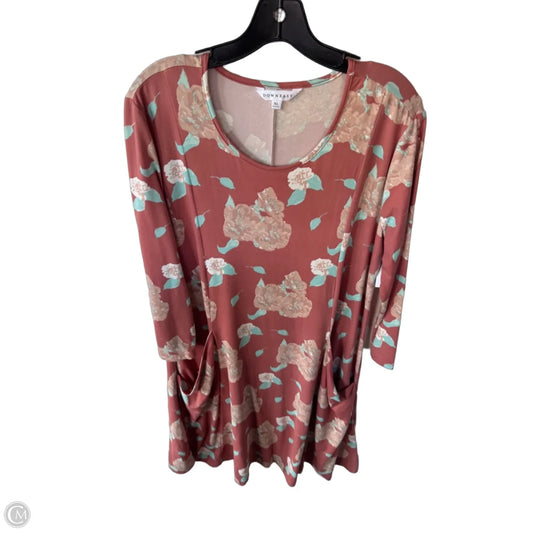 Dress Casual Midi By Downeast In Pink & White, Size: Xl