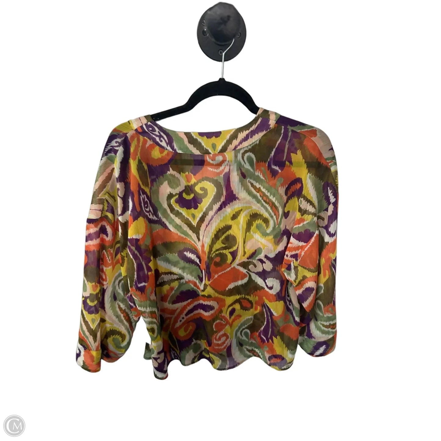 Blouse 3/4 Sleeve By Zara In Green & Orange, Size: M