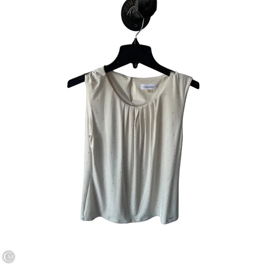 Blouse Sleeveless By Calvin Klein In Cream & Silver, Size: L