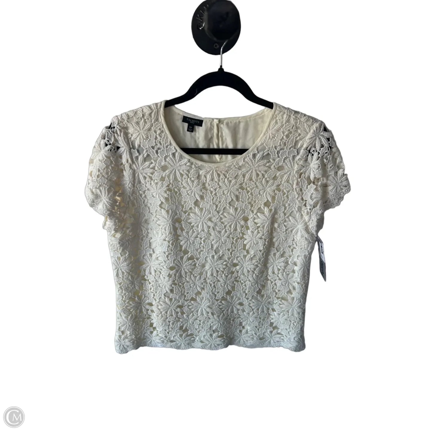 Blouse Short Sleeve By Talbots In Cream, Size: Lp