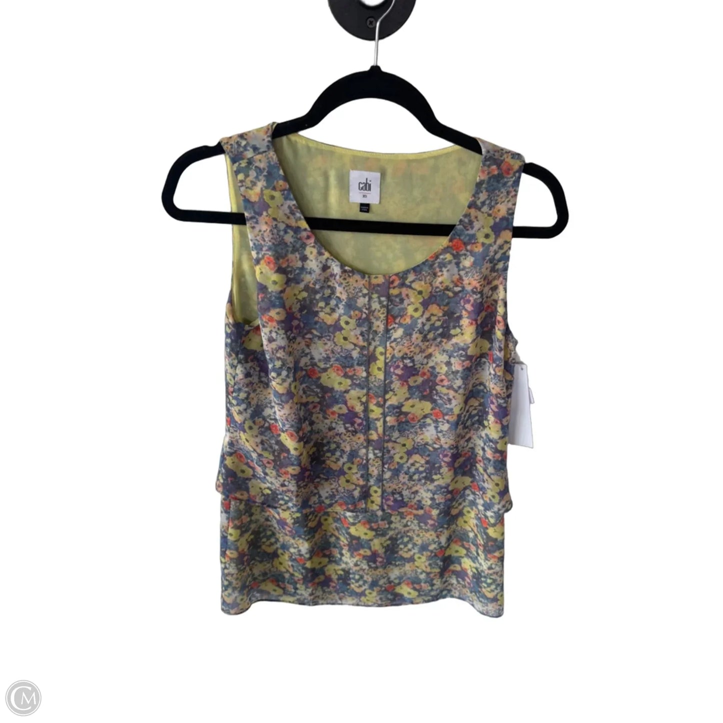 Blouse Sleeveless By Cabi In Blue & Yellow, Size: Xs
