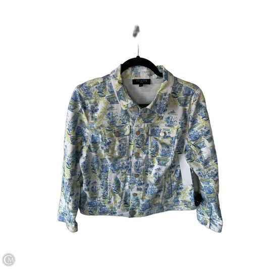 Jacket Denim By Talbots In Blue & White, Size: Lp