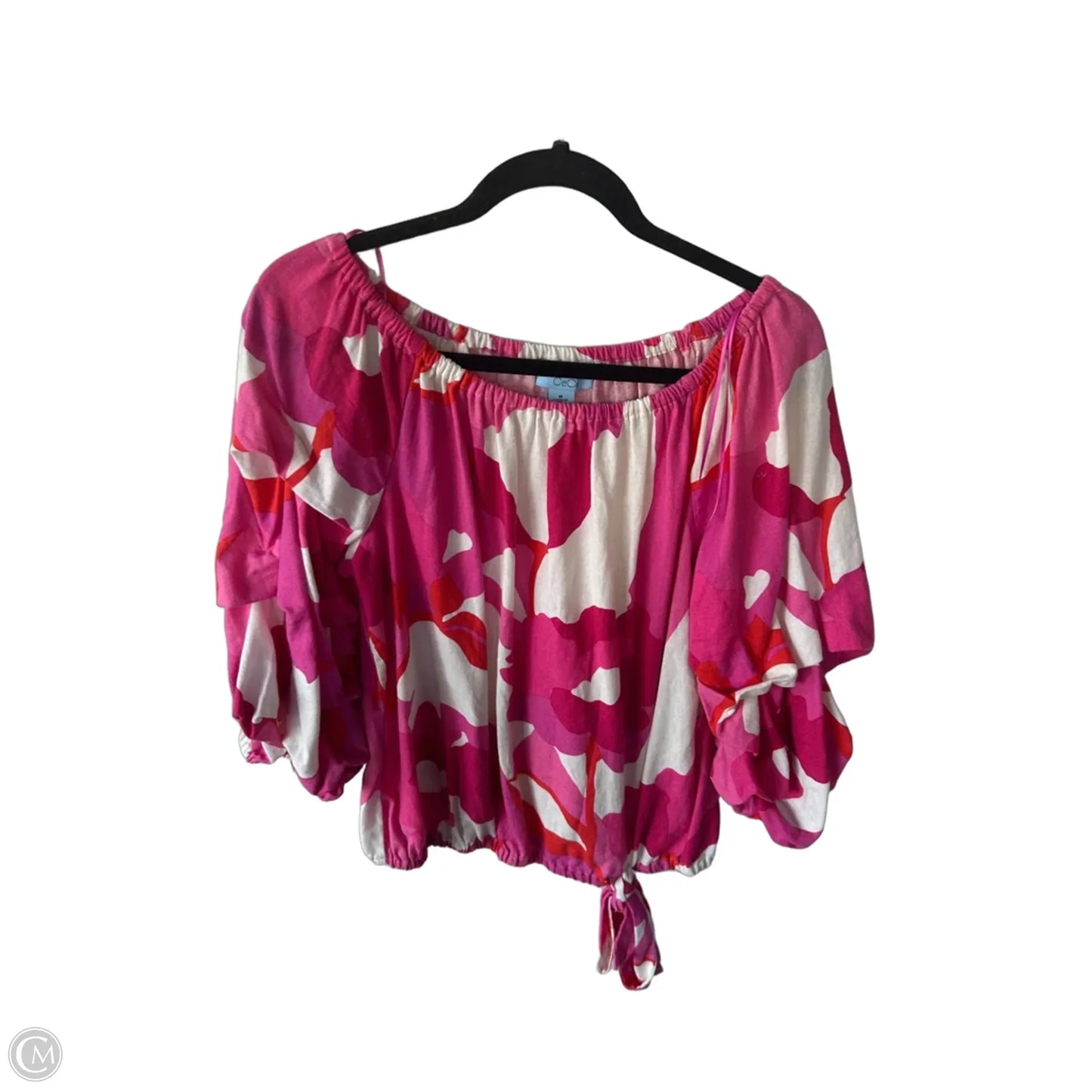 Blouse Short Sleeve By Cece In Pink & Silver, Size: M