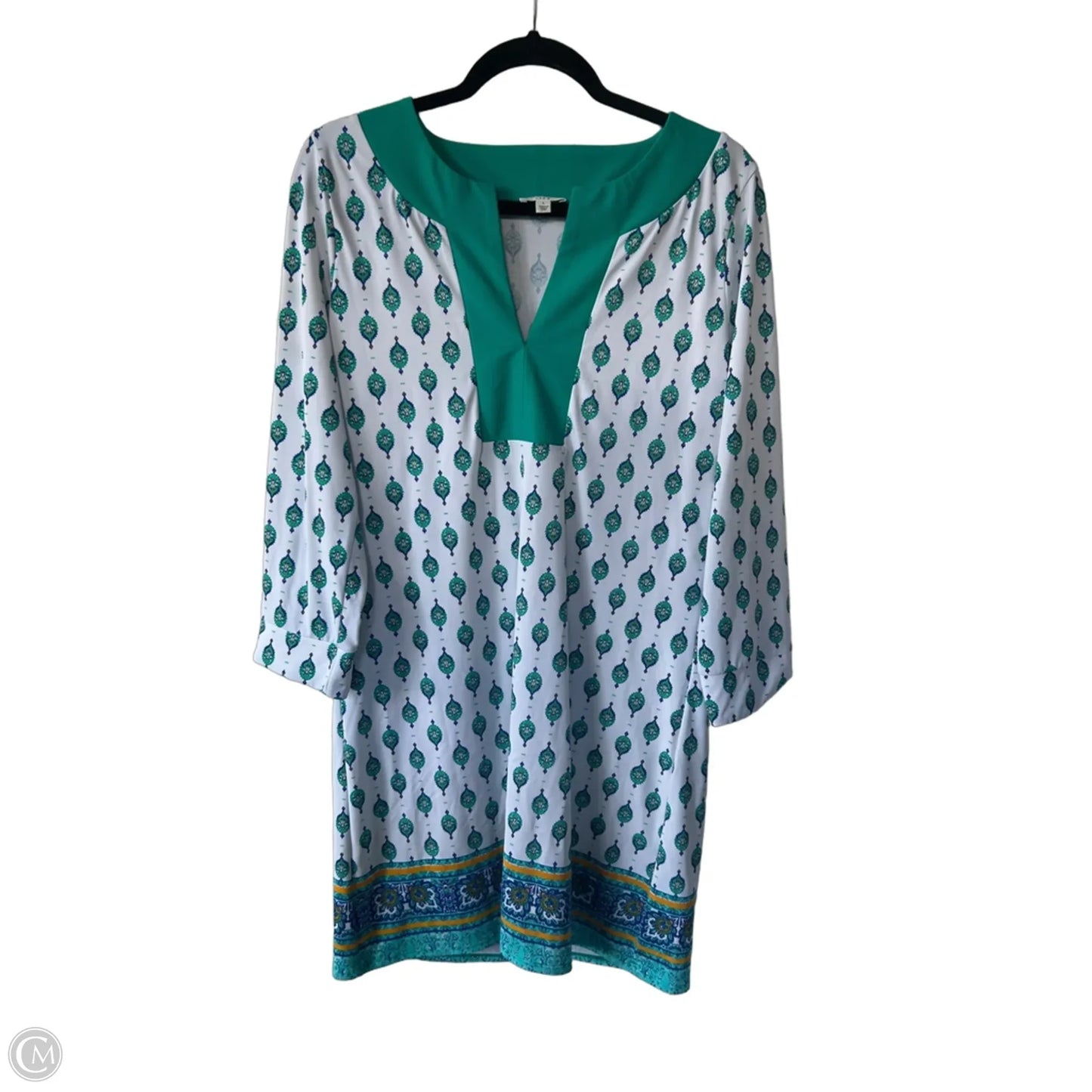 Dress Casual Short By Cabana Life In Green & White, Size: L