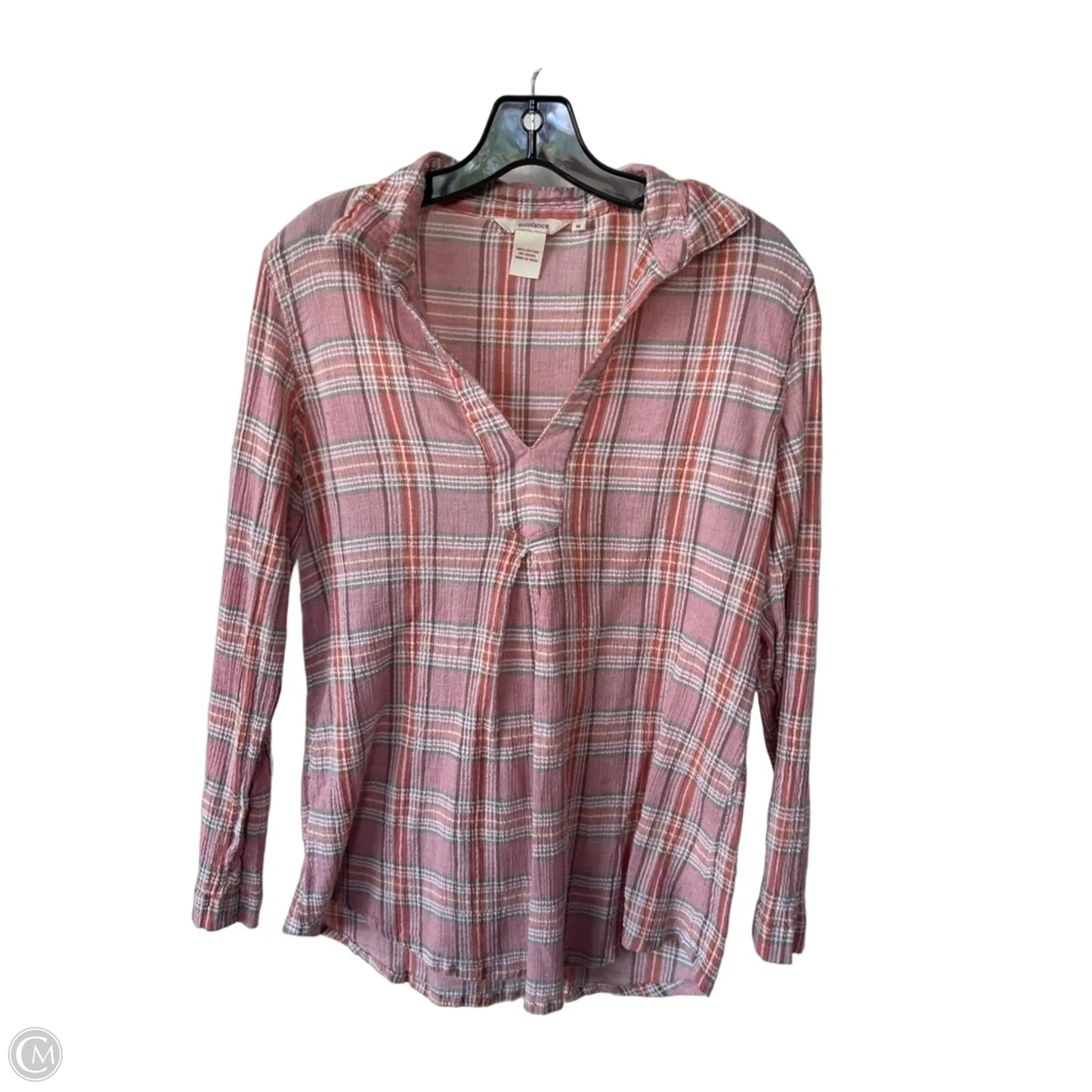 Top Long Sleeve By Sundance In Pink & White, Size: M