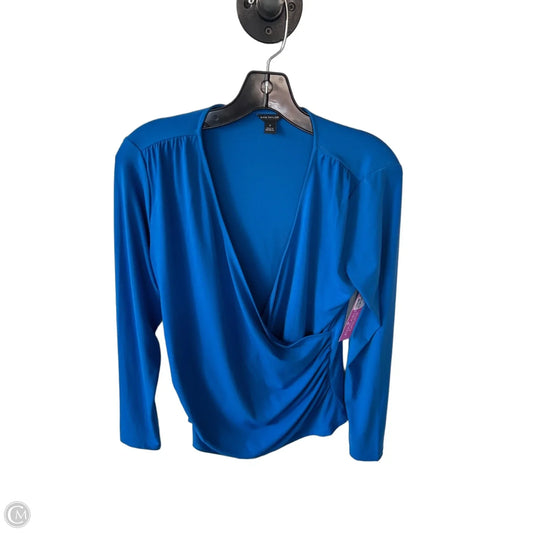 Blouse Long Sleeve By Ann Taylor In Blue, Size: M