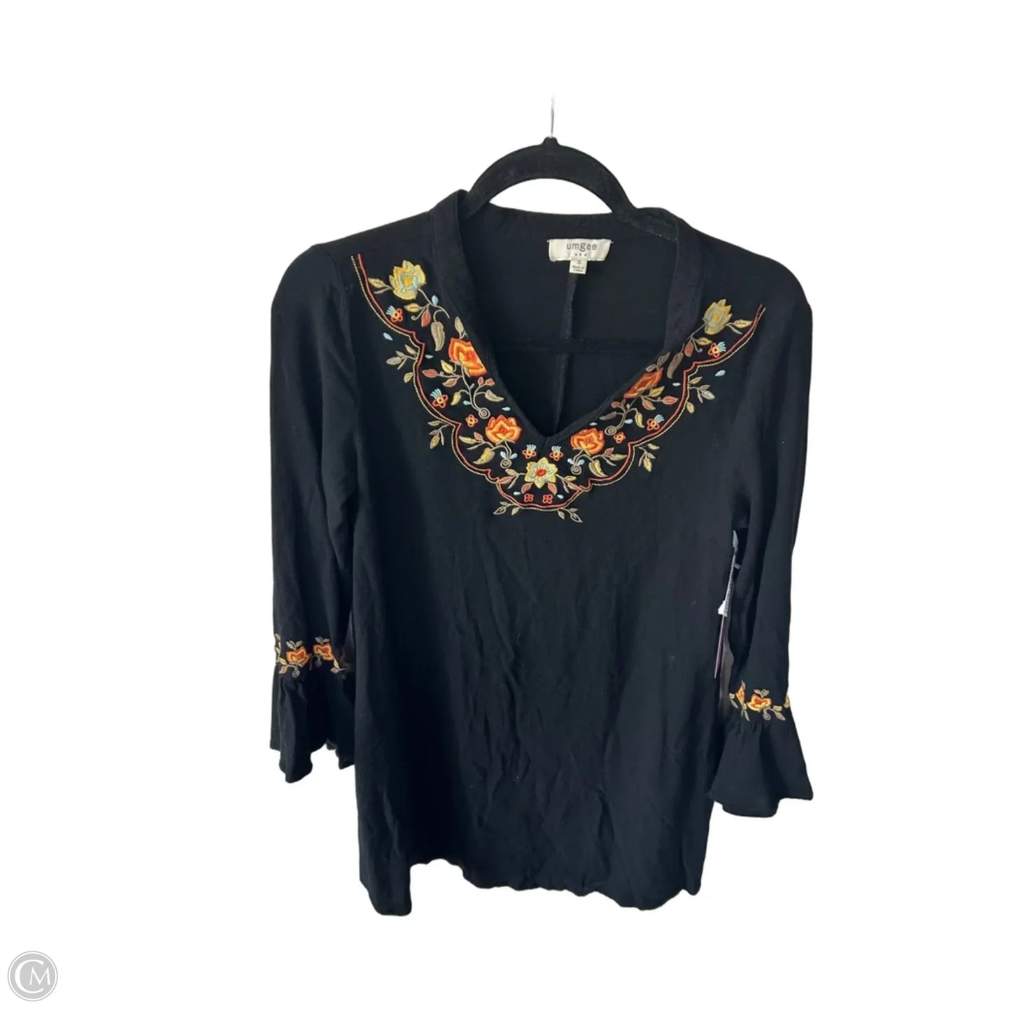 Tunic Long Sleeve By Umgee In Black & Orange, Size: S
