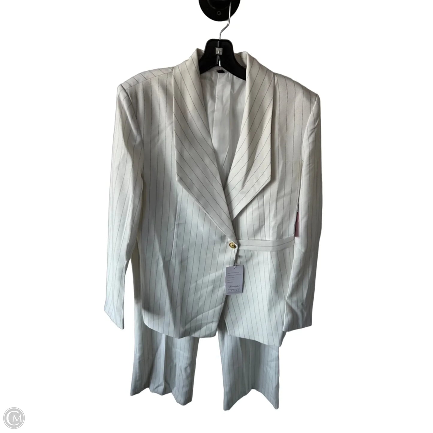 Pants Suit 2pc By Cme In Grey & White, Size: M