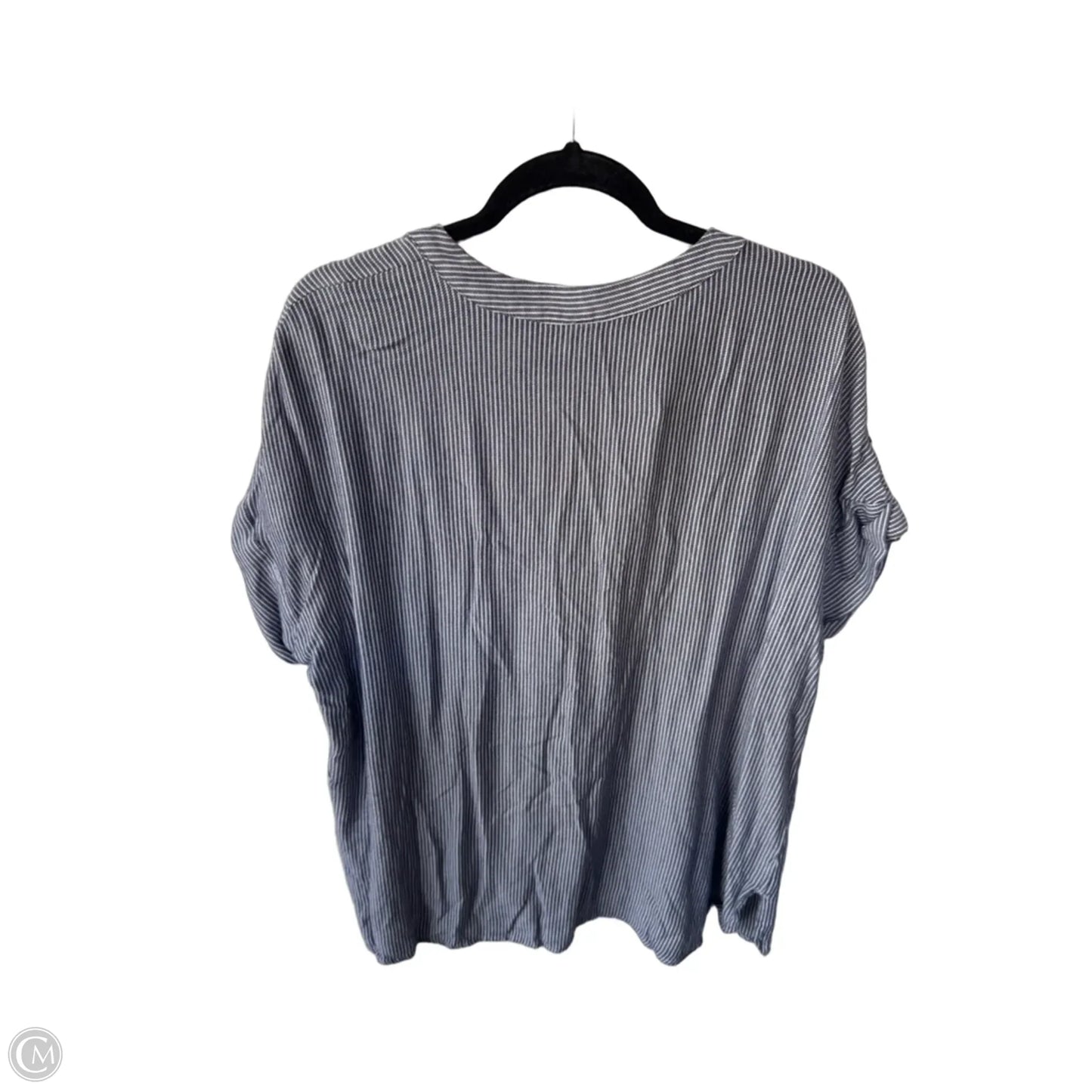 Blouse Short Sleeve By Jones New York In Blue & White, Size: Xl