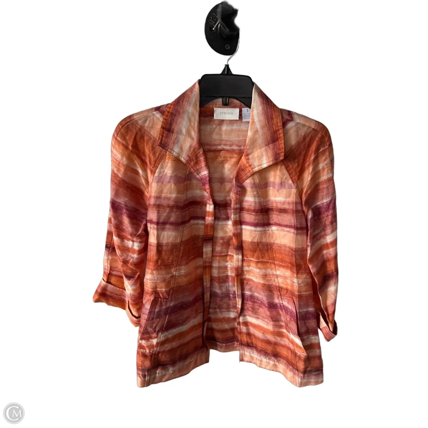 Blazer By Chicos In Orange & Red, Size: S