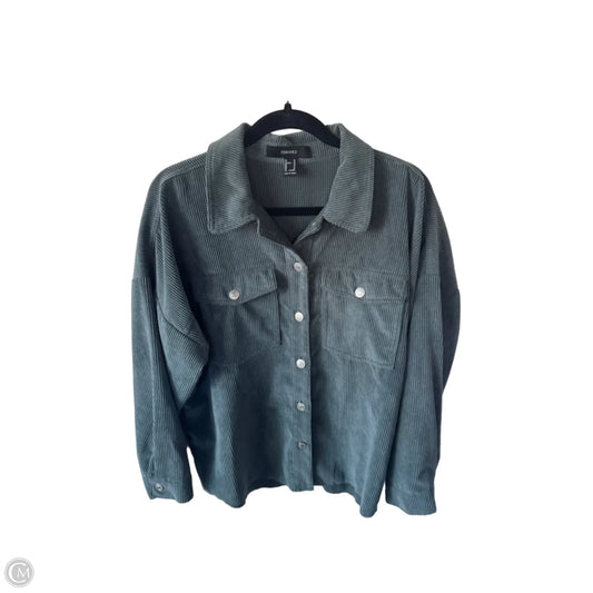 Jacket Shirt By Forever 21 In Green, Size: M