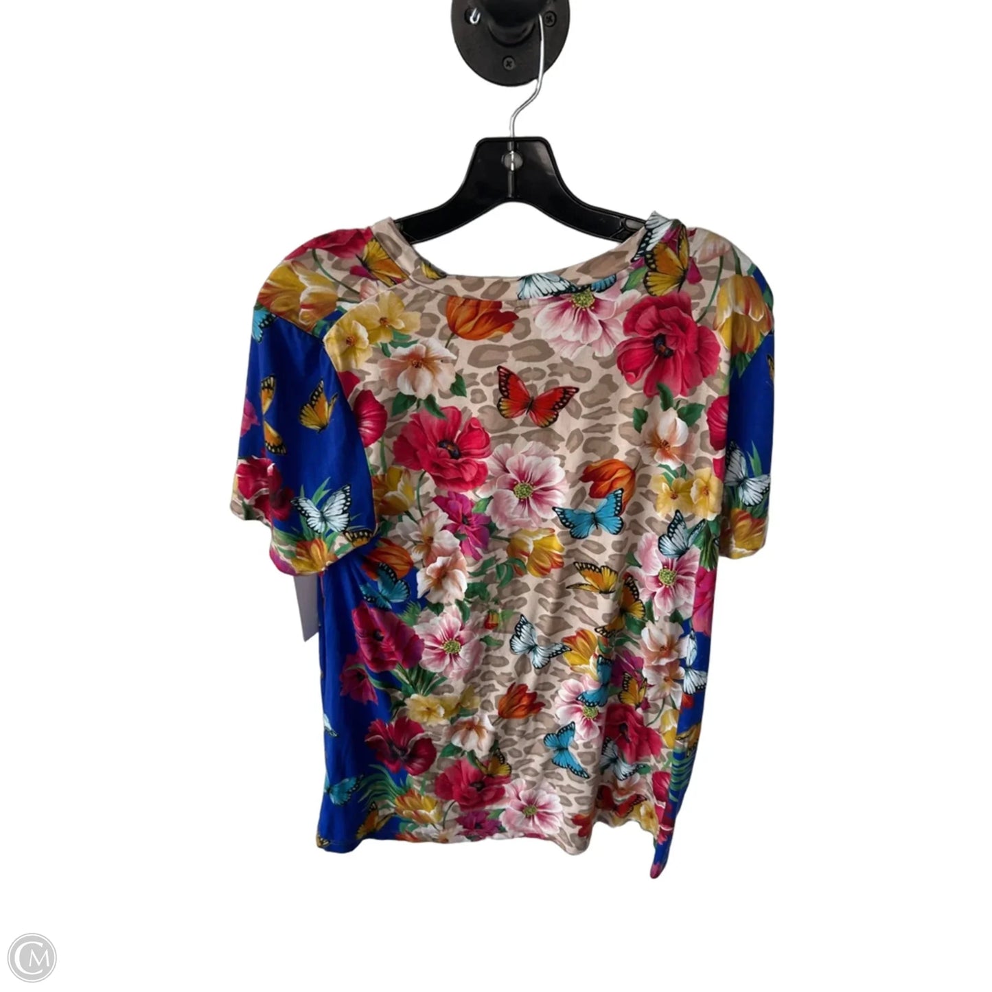 Top Short Sleeve Designer By Johnny Was In Blue & Brown, Size: M