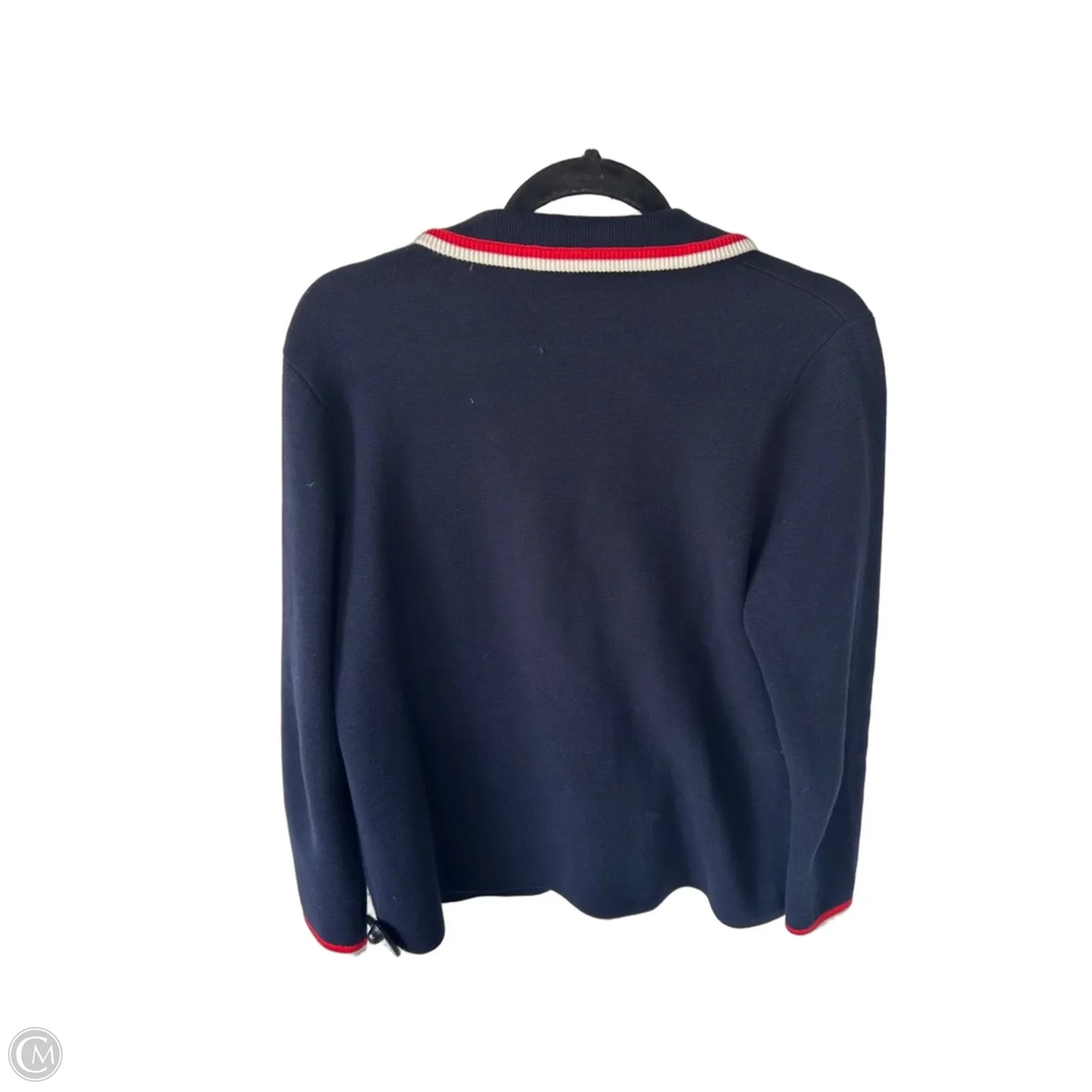 Sweater Cardigan By Talbots In Blue & Red & White, Size: Mp