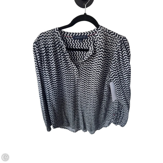 Blouse Long Sleeve By Tommy Hilfiger In Blue & White, Size: L