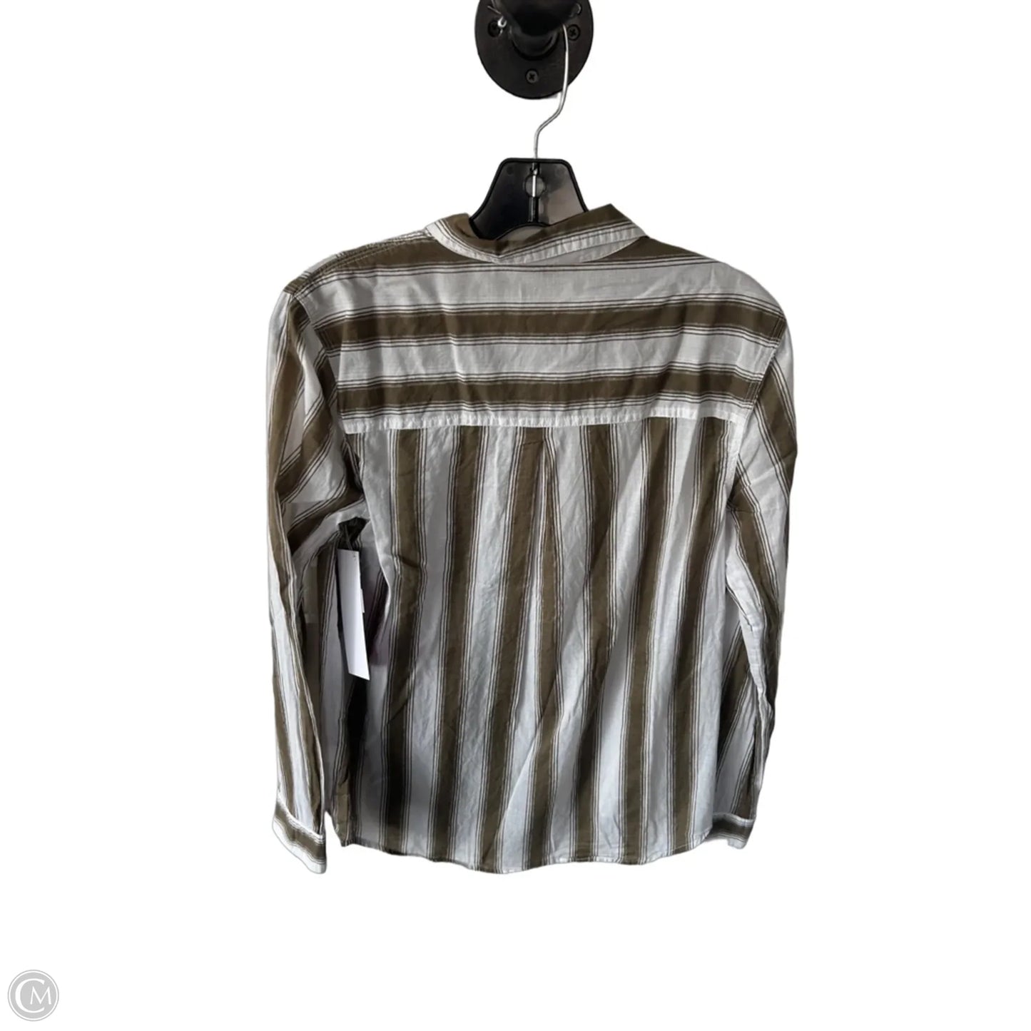 Blouse Long Sleeve By Hinge In Brown & White, Size: S