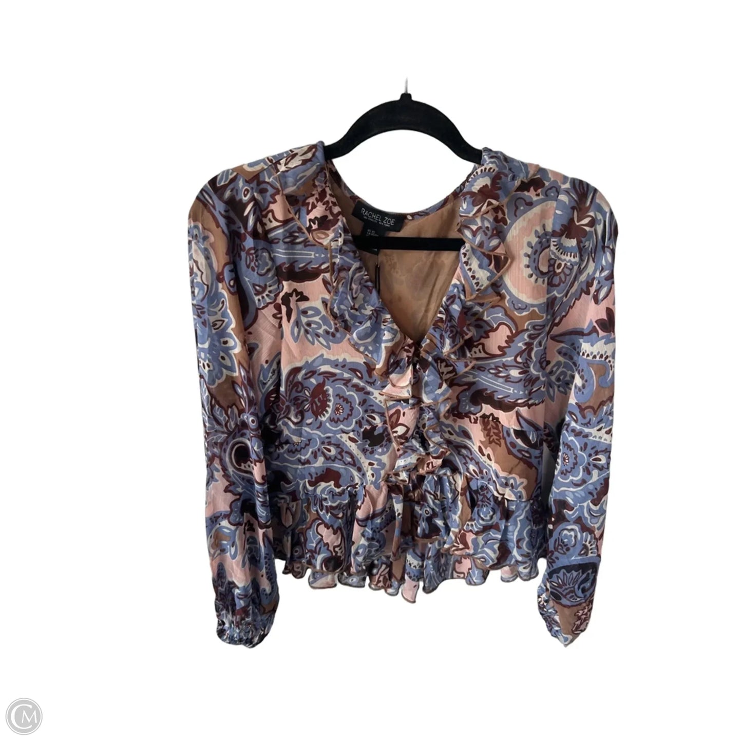 Blouse Long Sleeve By Rachel Zoe In Brown & Pink, Size: Xs