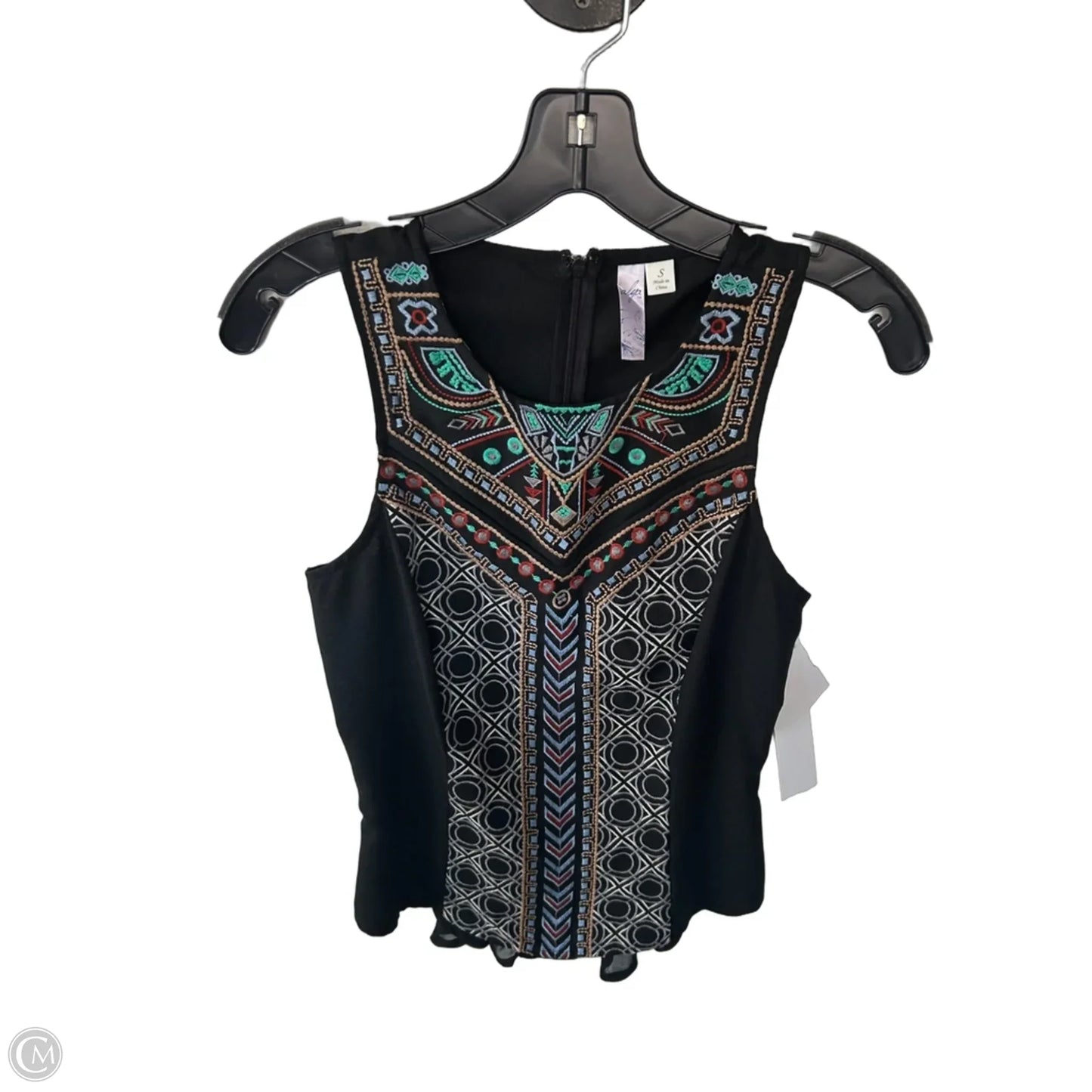 Blouse Sleeveless By Alya In Black & Tan, Size: S