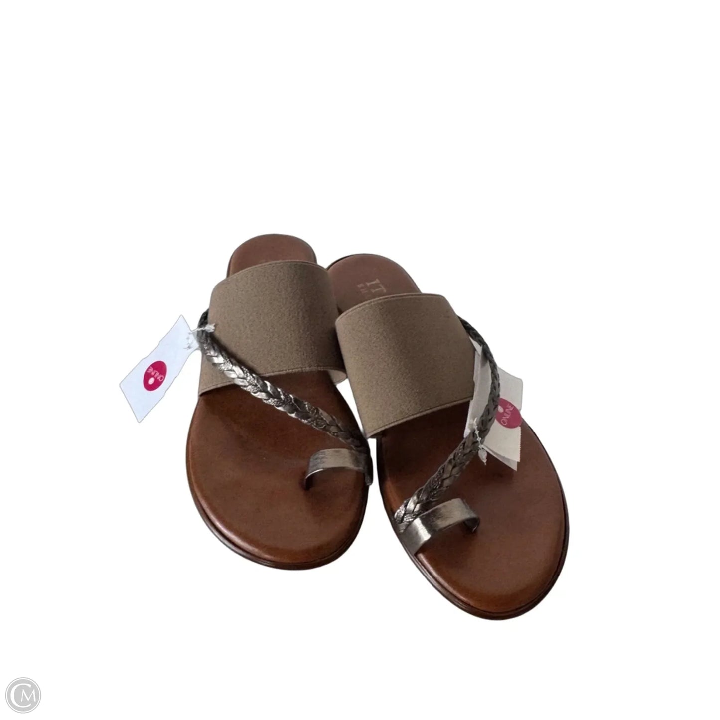 Sandals Flats By Italian Shoemakers In Brown & Grey, Size: 6