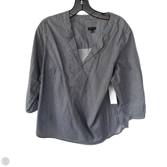 Blouse 3/4 Sleeve By Talbots In Blue & White, Size: 1x