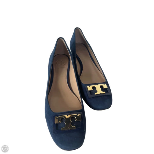 Shoes Designer By Tory Burch In Blue & Gold, Size: 8
