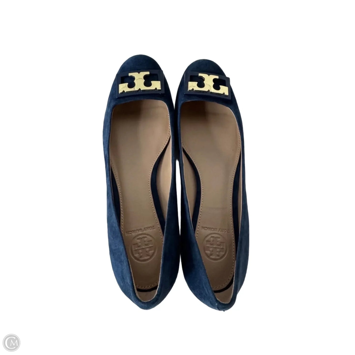 Shoes Designer By Tory Burch In Blue & Gold, Size: 8