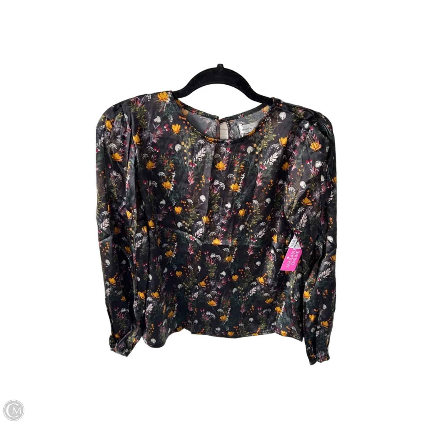 Blouse Long Sleeve By Cmc In Black & Yellow, Size: S
