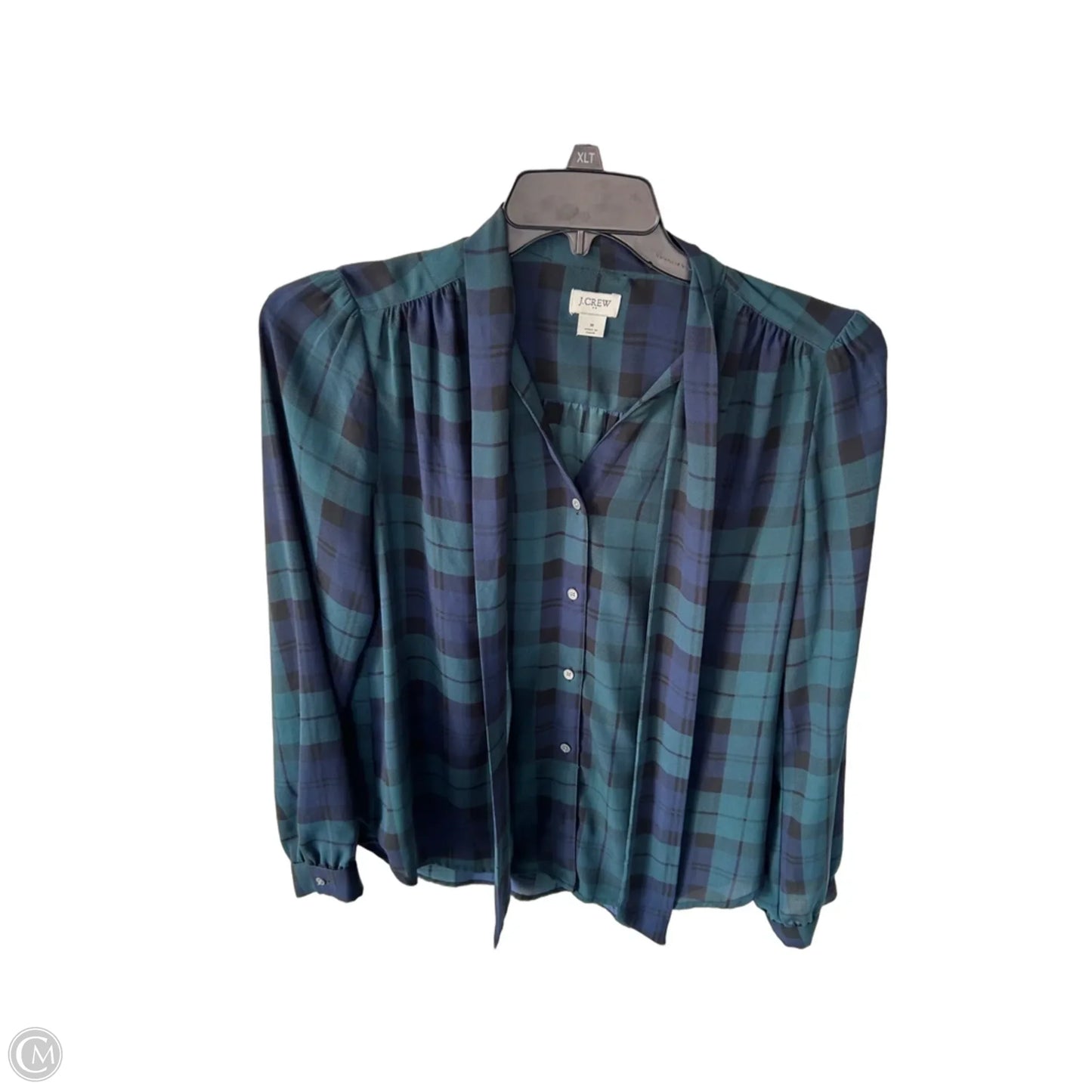 Blouse Long Sleeve By J. Crew In Blue & Green, Size: M