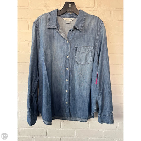 Blouse Long Sleeve By Old Navy In Blue Denim, Size: L