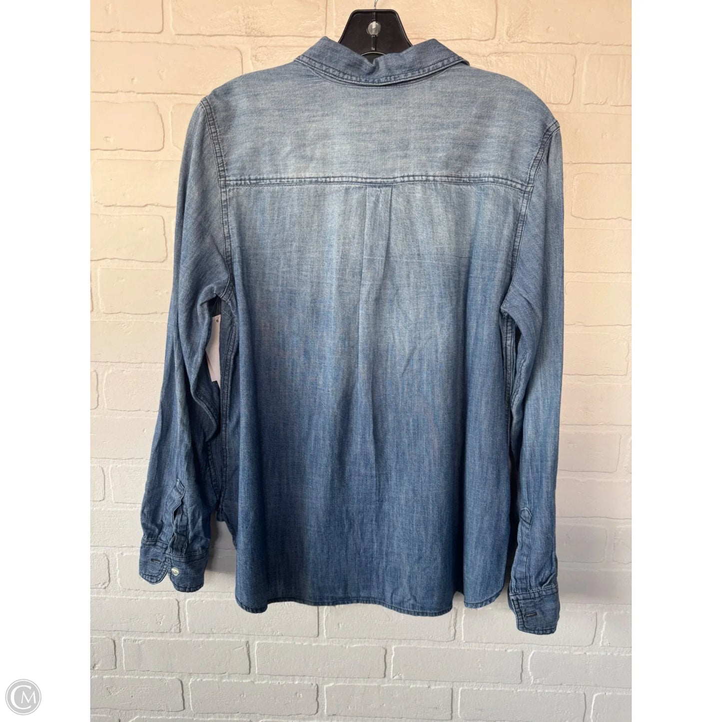 Blouse Long Sleeve By Old Navy In Blue Denim, Size: L