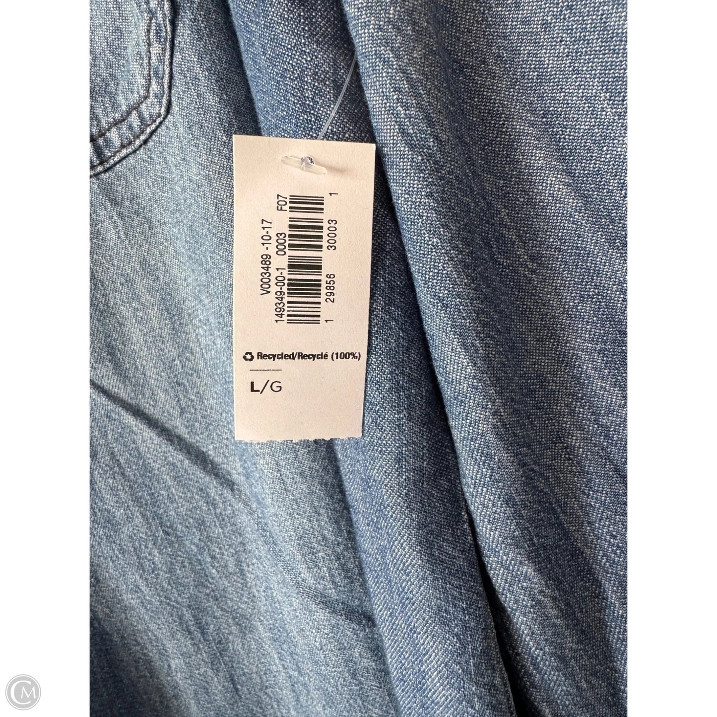 Blouse Long Sleeve By Old Navy In Blue Denim, Size: L