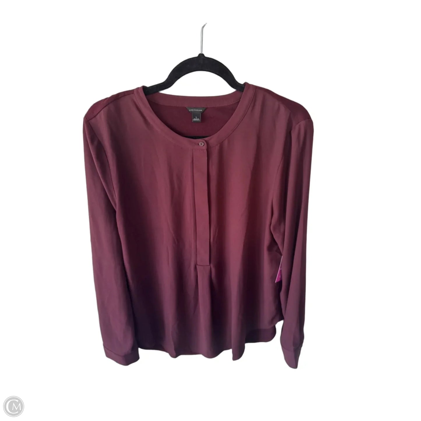 Blouse Long Sleeve By Ann Taylor In Brown, Size: L