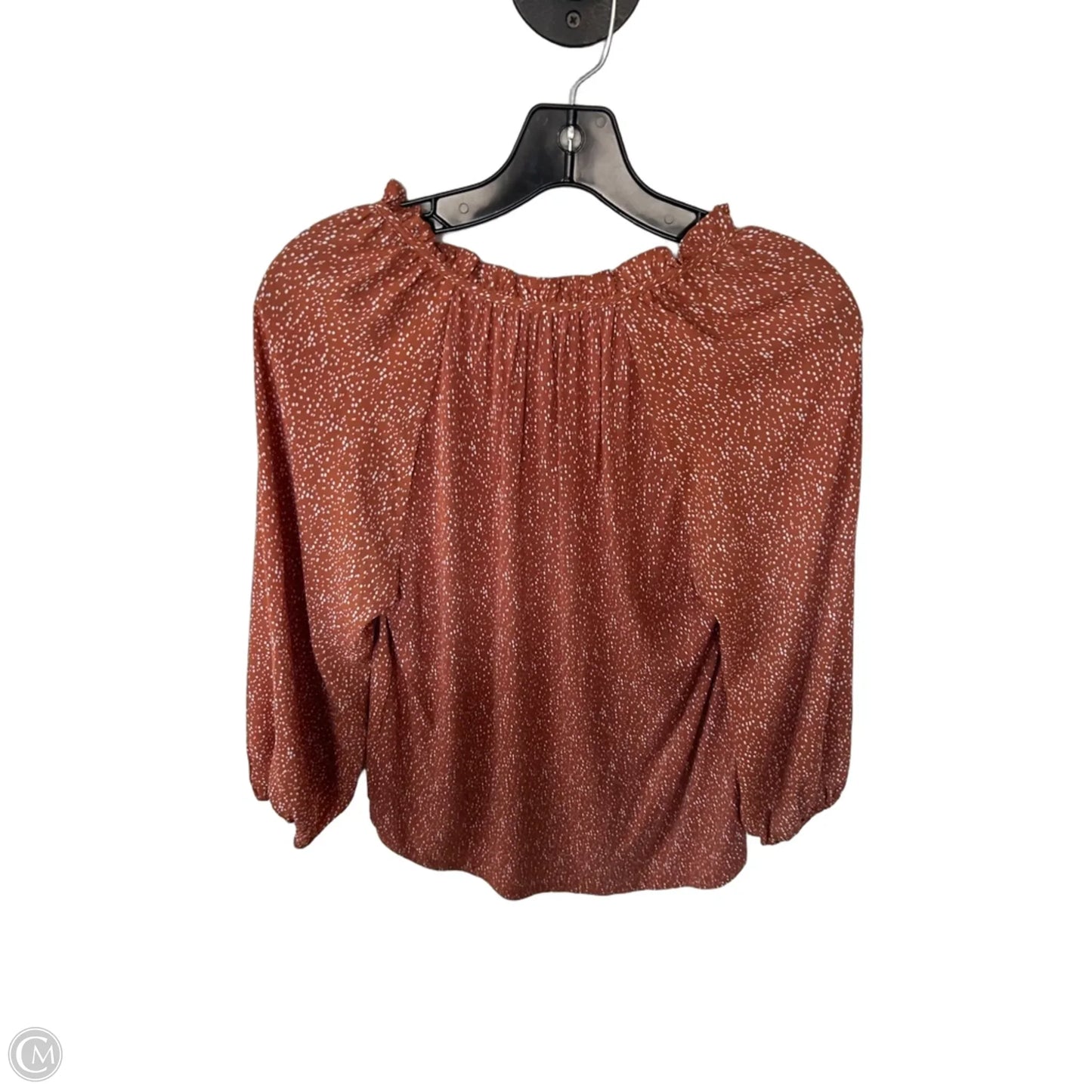 Blouse 3/4 Sleeve By Loft In Brown & White, Size: Xs