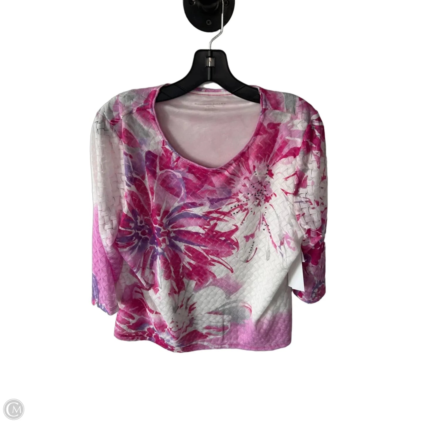 Top 3/4 Sleeve By Allison Daley In Pink & White, Size: Lp
