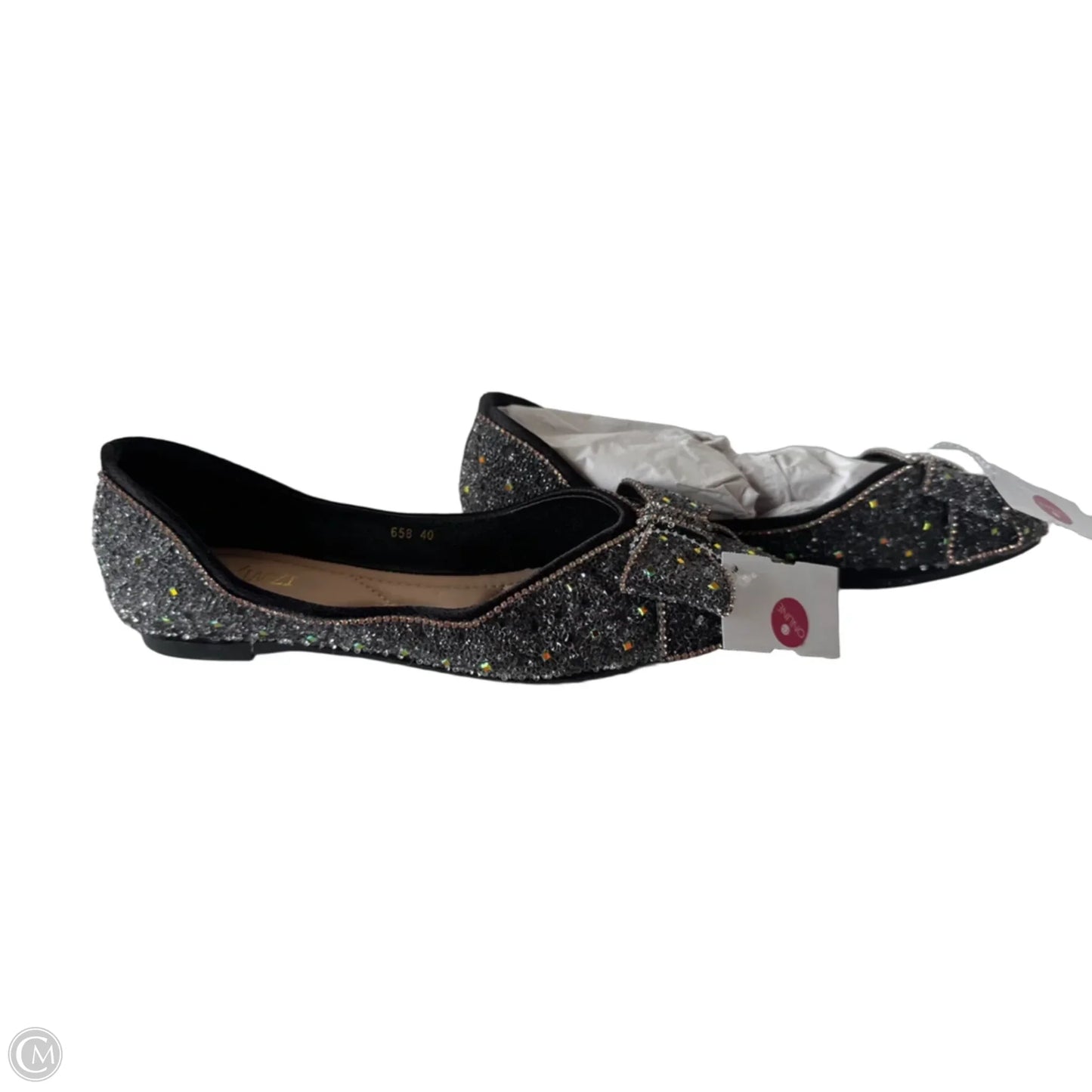 Shoes Flats By Clothes Mentor In Black & Gold, Size: 8.5