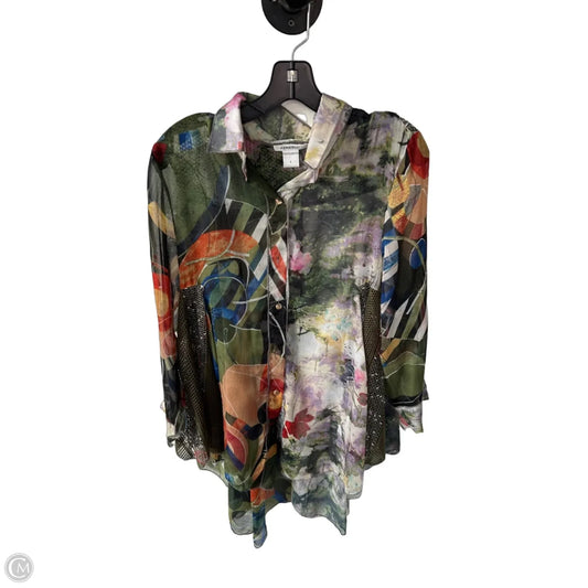 Tunic Long Sleeve By Clothes Mentor In Green & Orange, Size: L