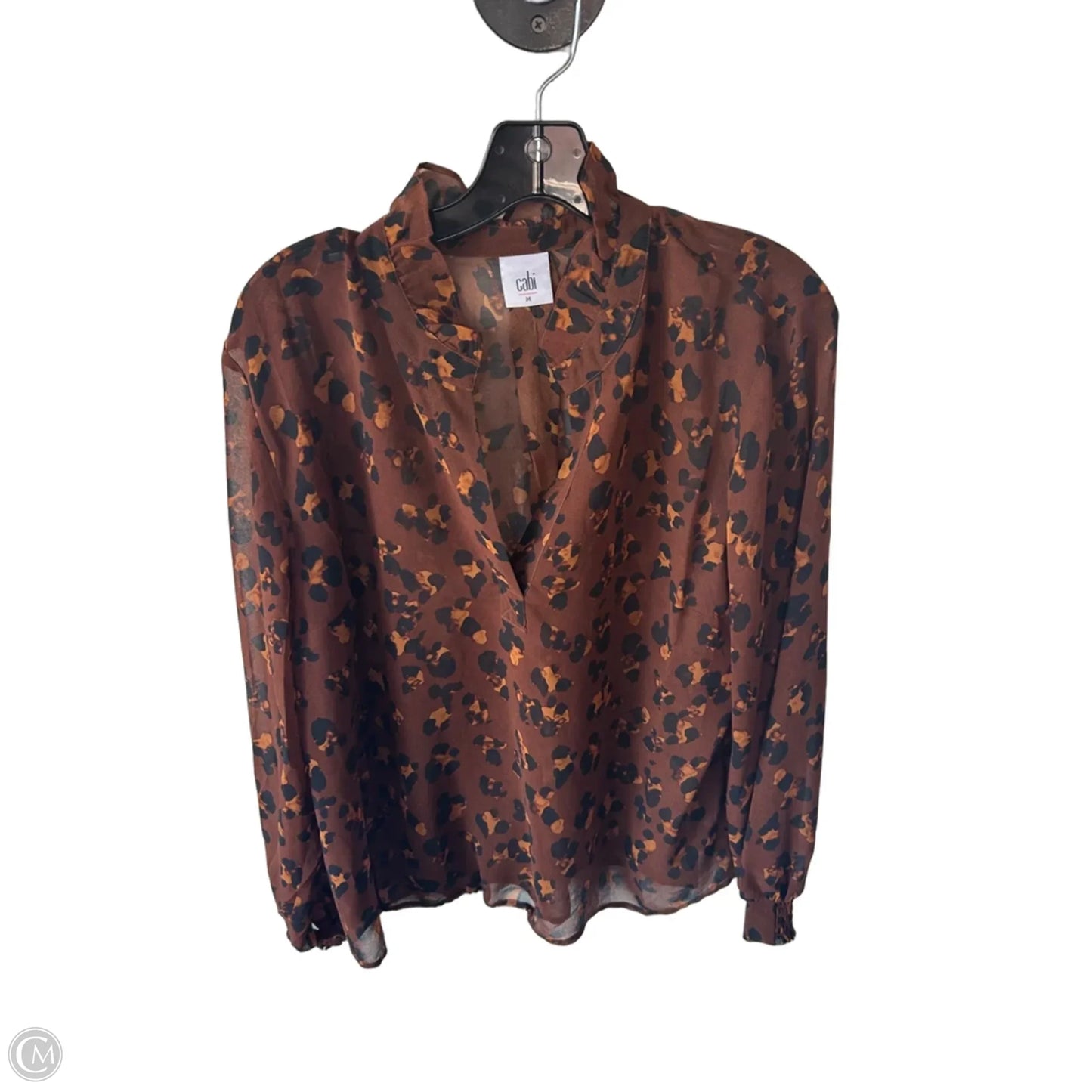 Blouse Long Sleeve By Cabi In Brown, Size: M