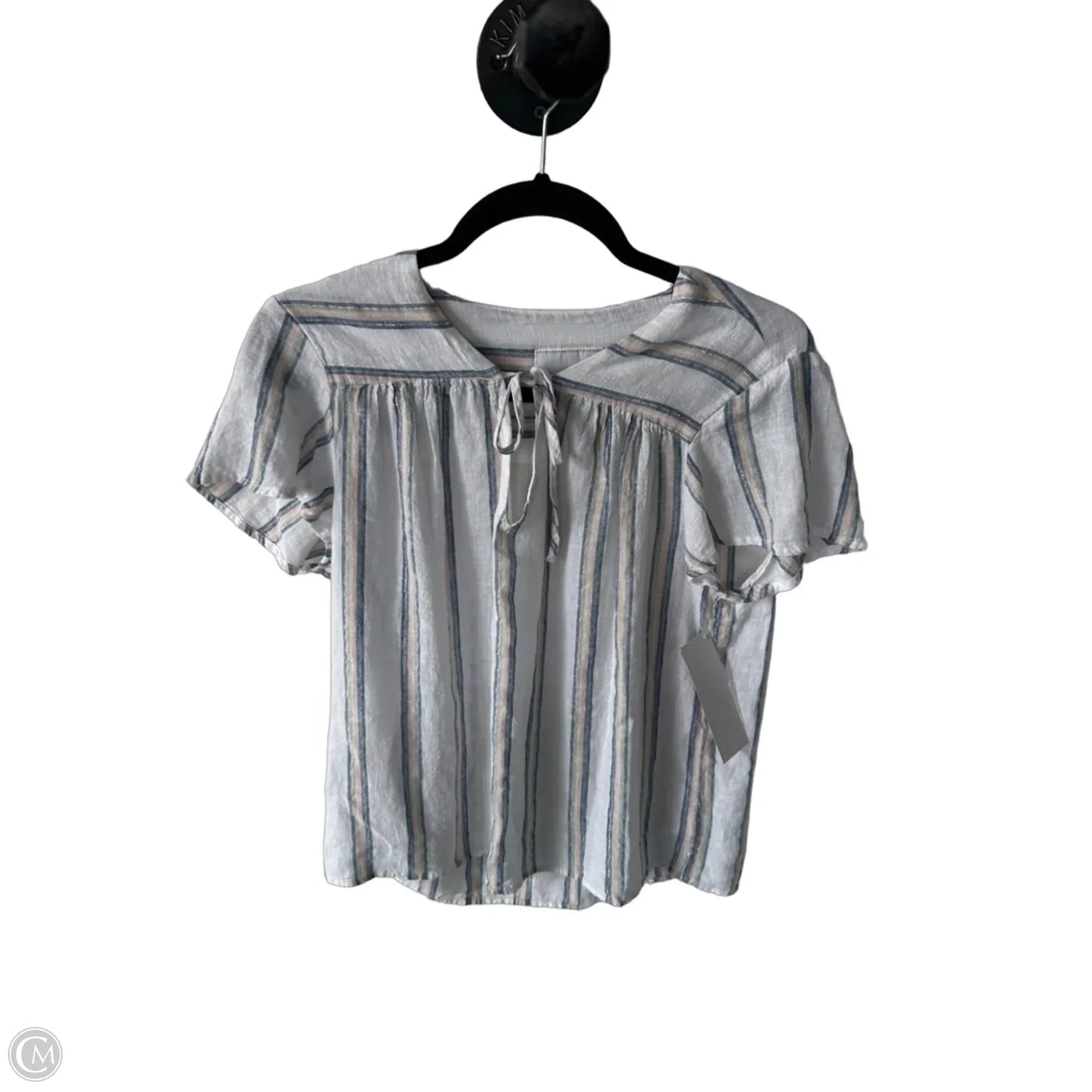 Blouse Short Sleeve By Rails In Blue & White, Size: M