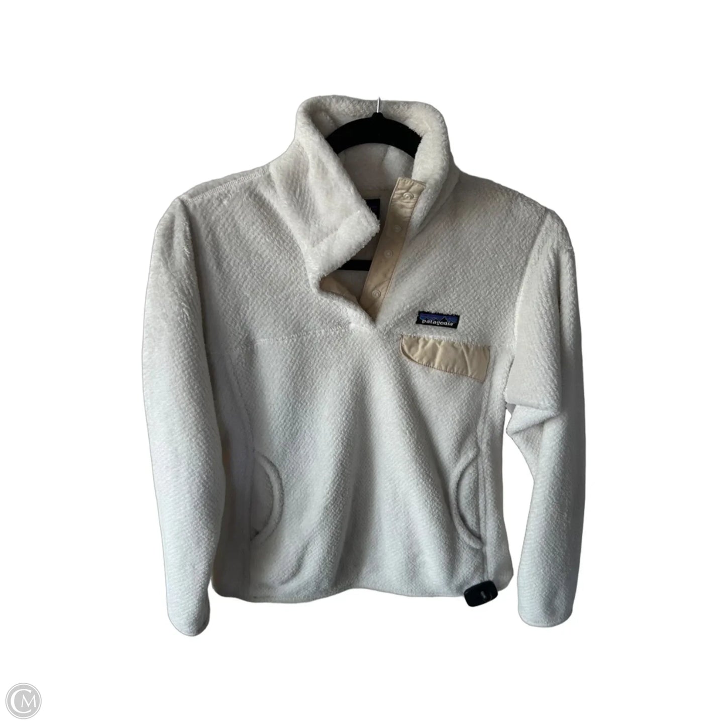 Jacket Fleece By Patagonia In Cream & Tan, Size: S