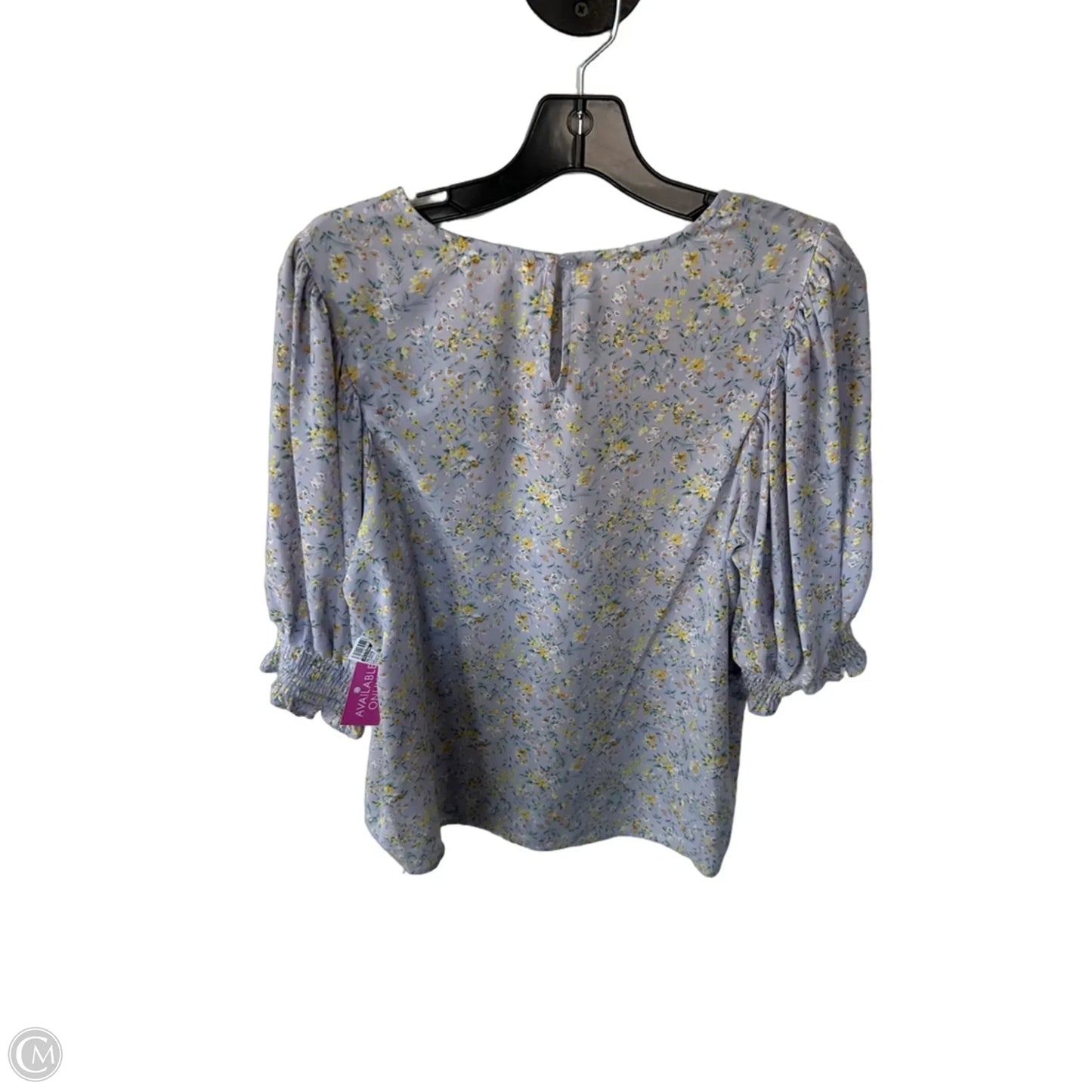 Blouse Short Sleeve By Pleione In Purple & Yellow, Size: S