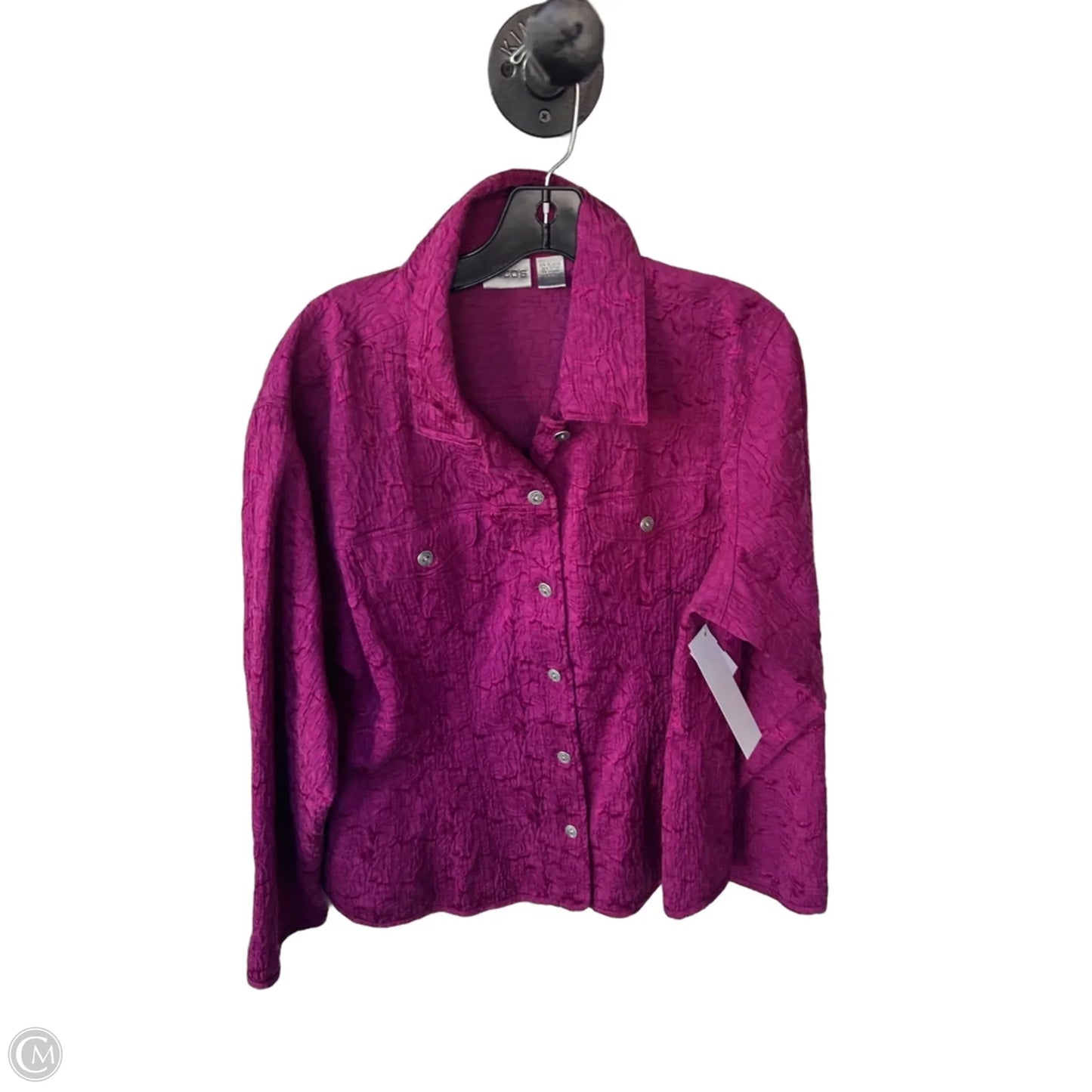 Jacket Denim By Chicos In Purple, Size: Xl