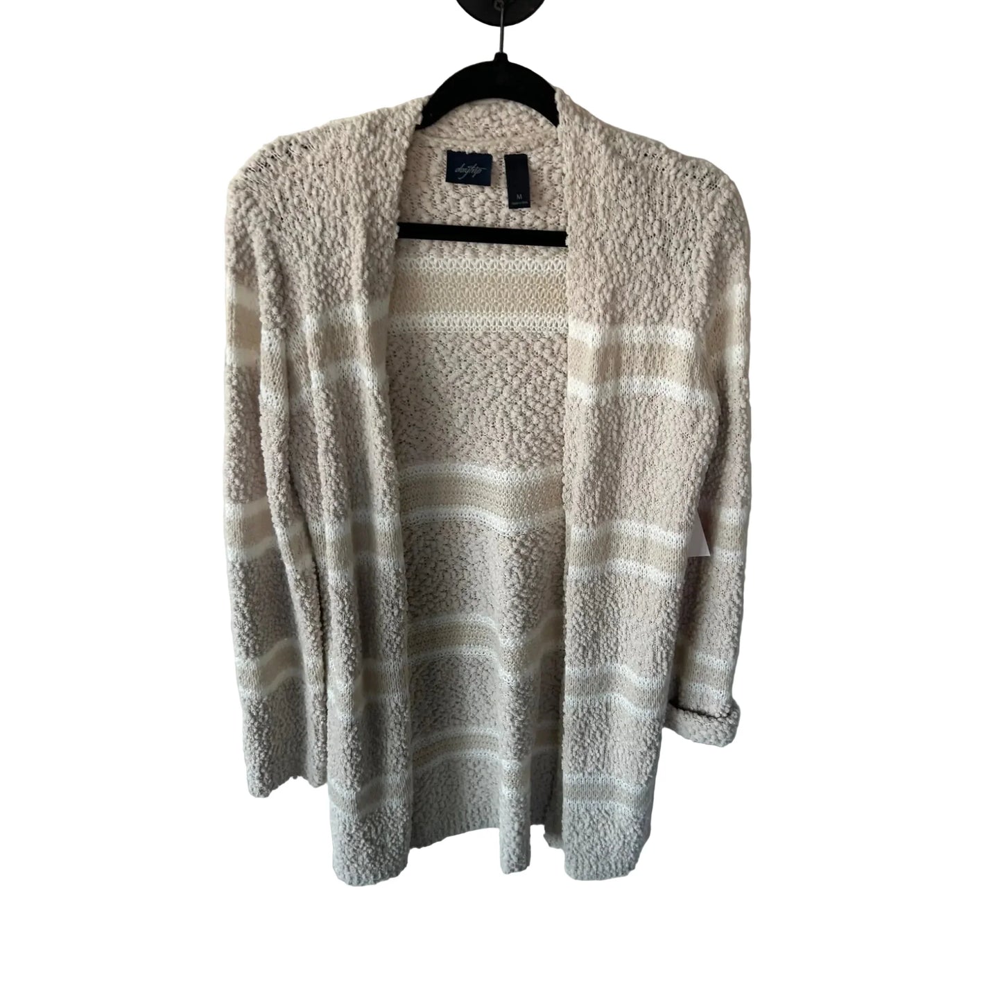 Sweater Cardigan By Daytrip In Tan & White, Size: M
