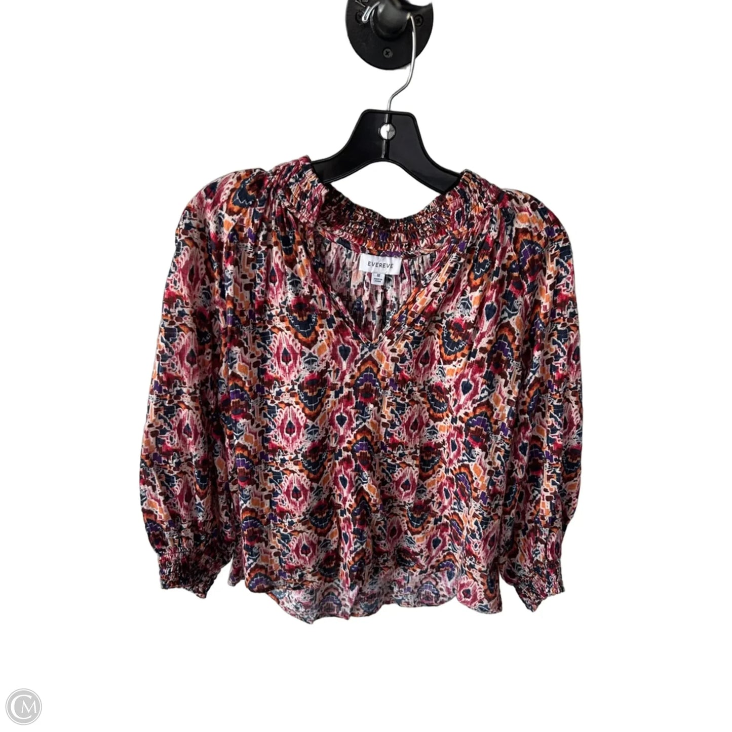 Blouse Long Sleeve By Evereve In Orange & Red, Size: M