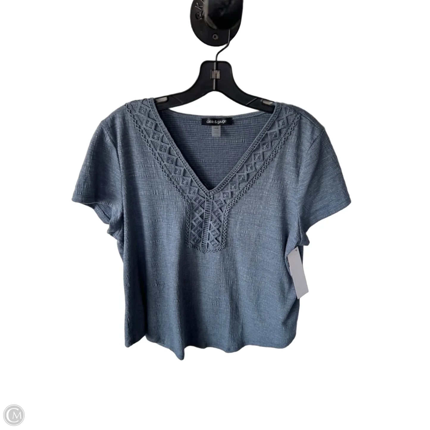 Top Short Sleeve By Cable And Gauge In Blue, Size: L
