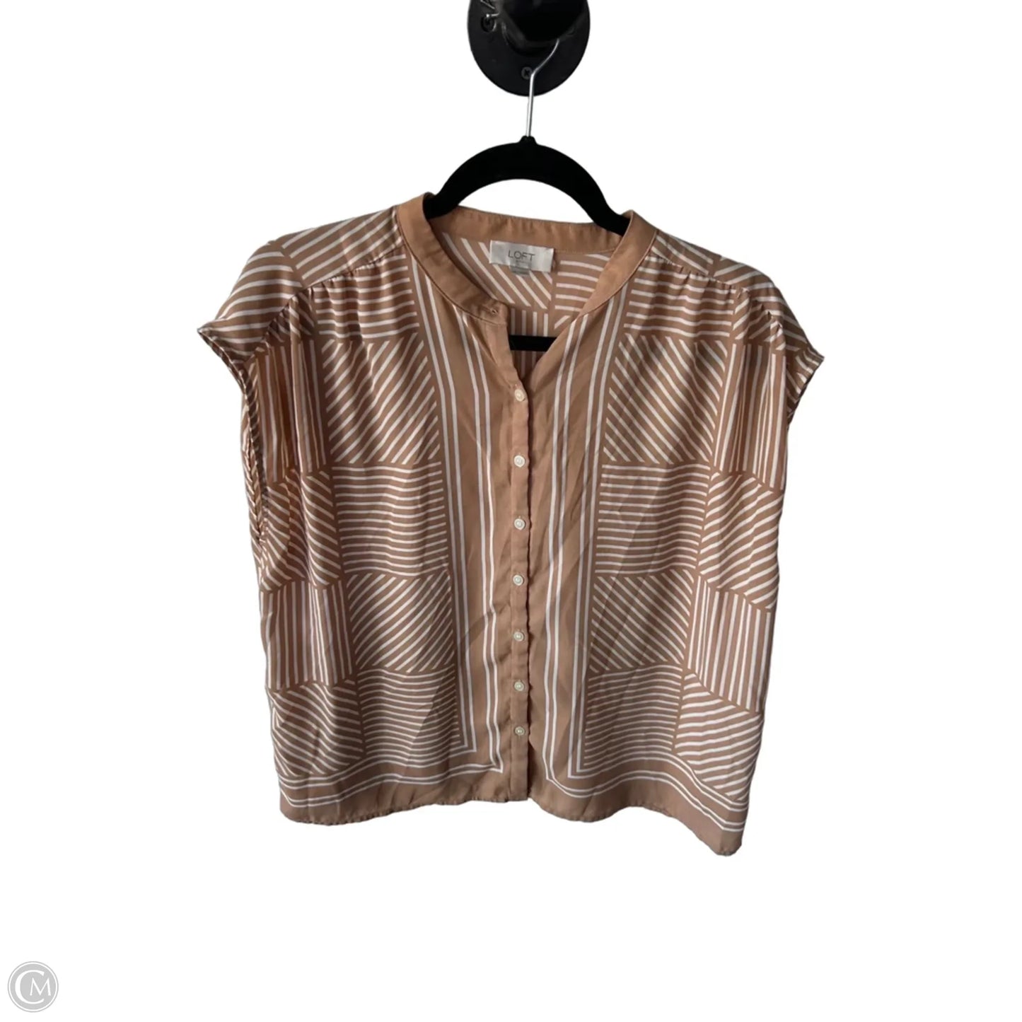 Blouse Sleeveless By Loft In Tan & White, Size: M