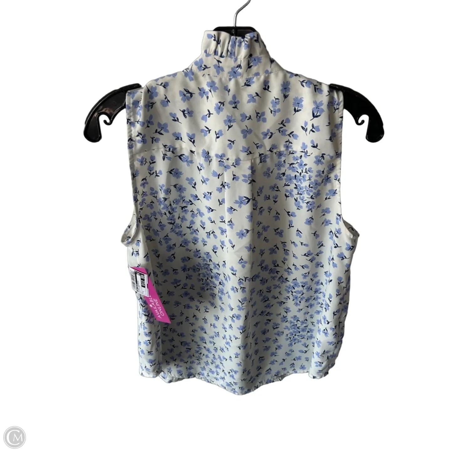 Blouse Sleeveless By Ann Taylor In Blue & White, Size: S
