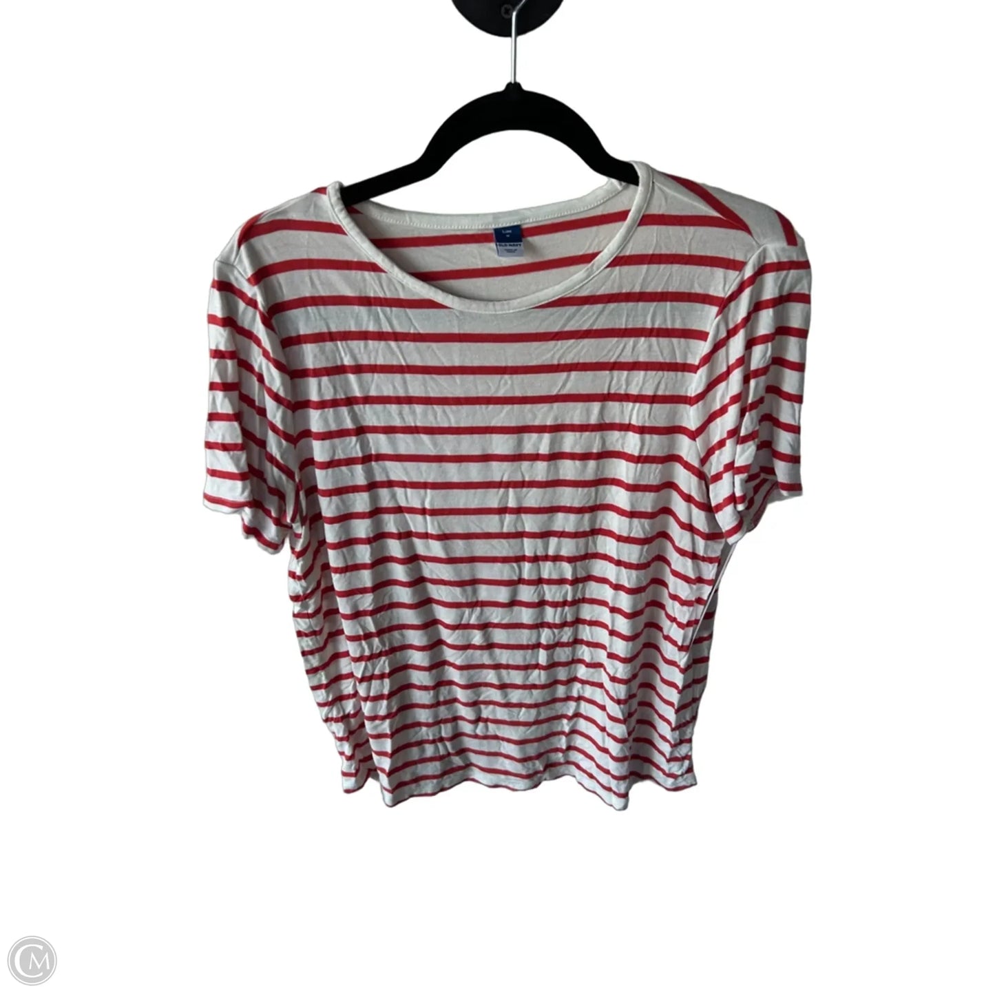 Top Short Sleeve Basic By Old Navy In Orange & White, Size: M