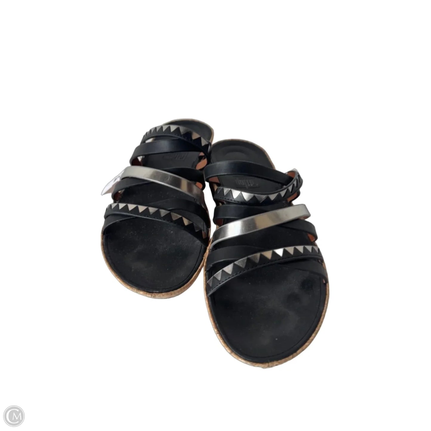 Sandals Heels Wedge By Fitflop In Black & Silver, Size: 5